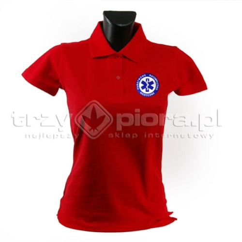 koszulka damska polo ratownika z logo PRM Państwowego Ratownictwa Medycznego TrzyPióra.pl