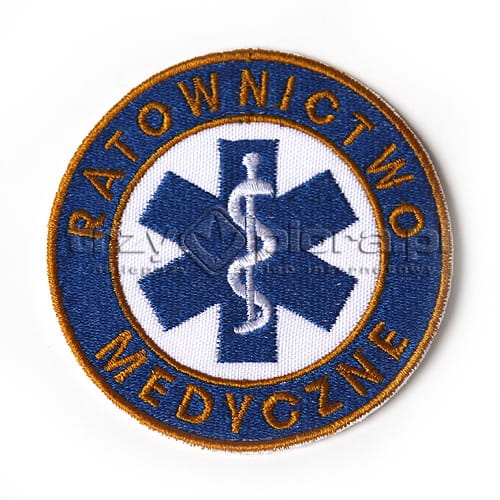 Emblemat Ratownictwo Medyczne koło stare złoto